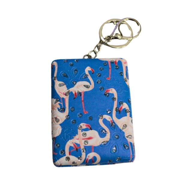 Flamingo-Themed Rectangular Mirror Keychain - Image 4