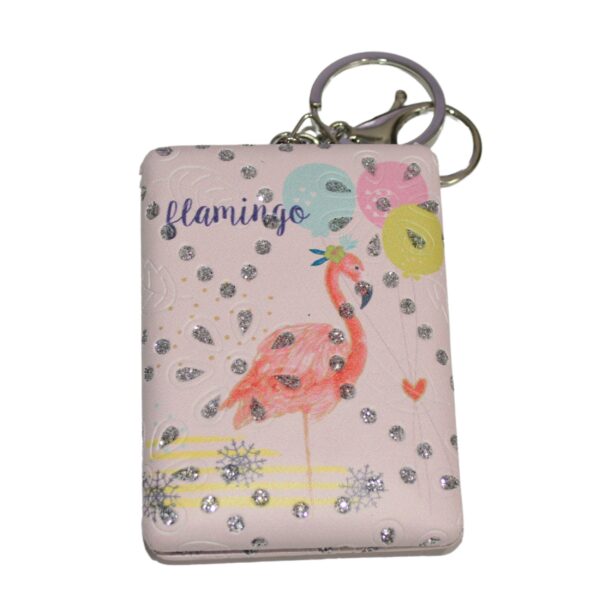 Flamingo-Themed Rectangular Mirror Keychain