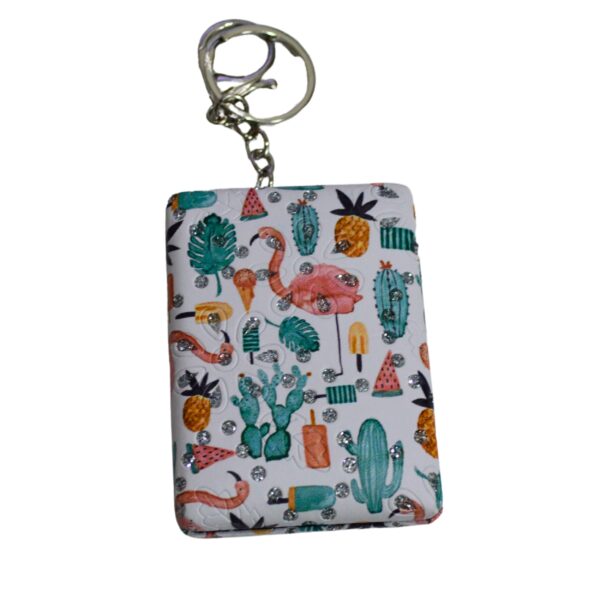 Flamingo-Themed Rectangular Mirror Keychain - Image 2