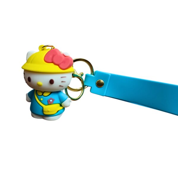 Cute Hello Kitty Keychain, 3D Silicone Keychain with Bag Charm and Strap - Image 8