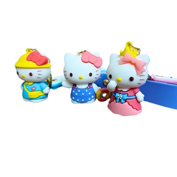 Cute Hello Kitty Keychain, 3D Silicone Keychain with Bag Charm and Strap - Image 7