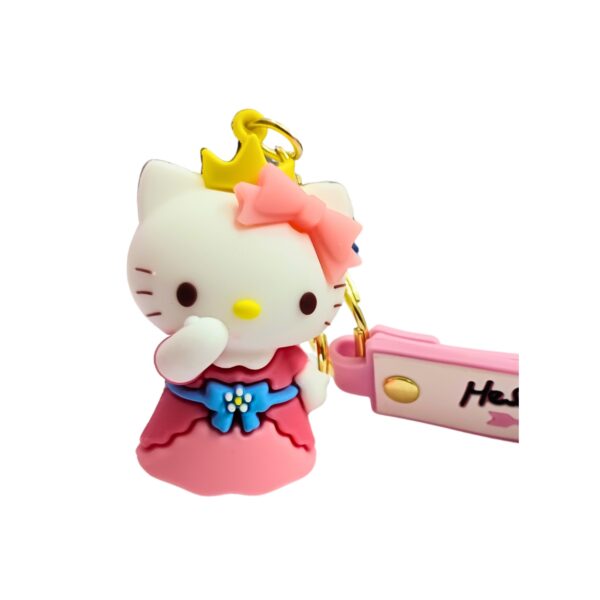 Cute Hello Kitty Keychain, 3D Silicone Keychain with Bag Charm and Strap - Image 6