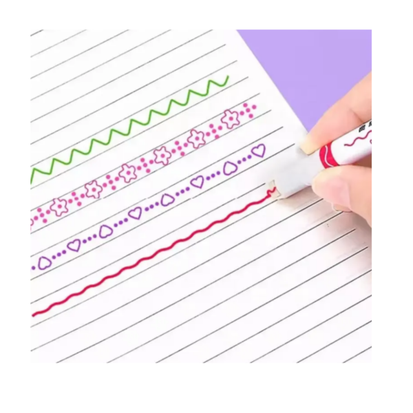 Creative Linear Color Pen Set – Stamp & Roller Design Curve Highlighter Pen - Image 2