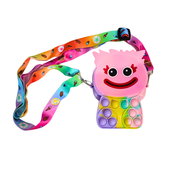 Rainbow Pop It Purse with Cute Cartoon Design – Sensory Fidget Bag for Kids