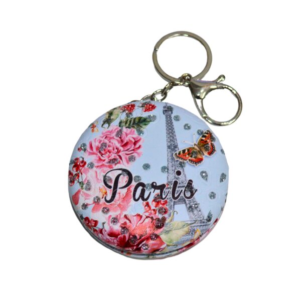 Round Compact Mirror Keychain - Portable Travel Makeup Mirror with Stylish Design - Image 5