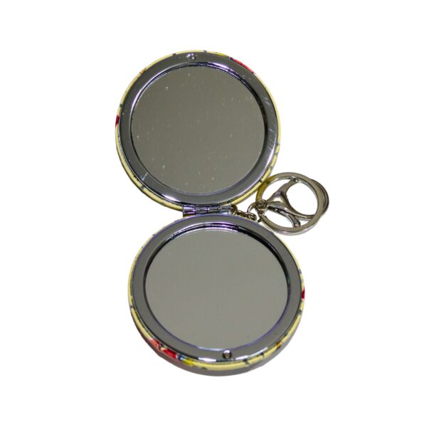 Round Compact Mirror Keychain - Portable Travel Makeup Mirror with Stylish Design - Image 2