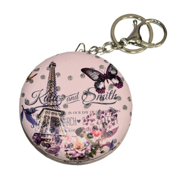 Round Compact Mirror Keychain - Portable Travel Makeup Mirror with Stylish Design